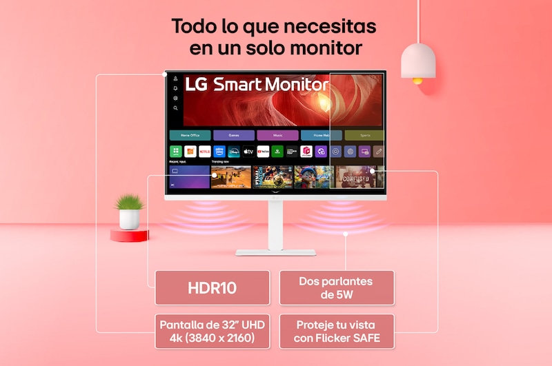Vista casi frontal monitor con dimenciones